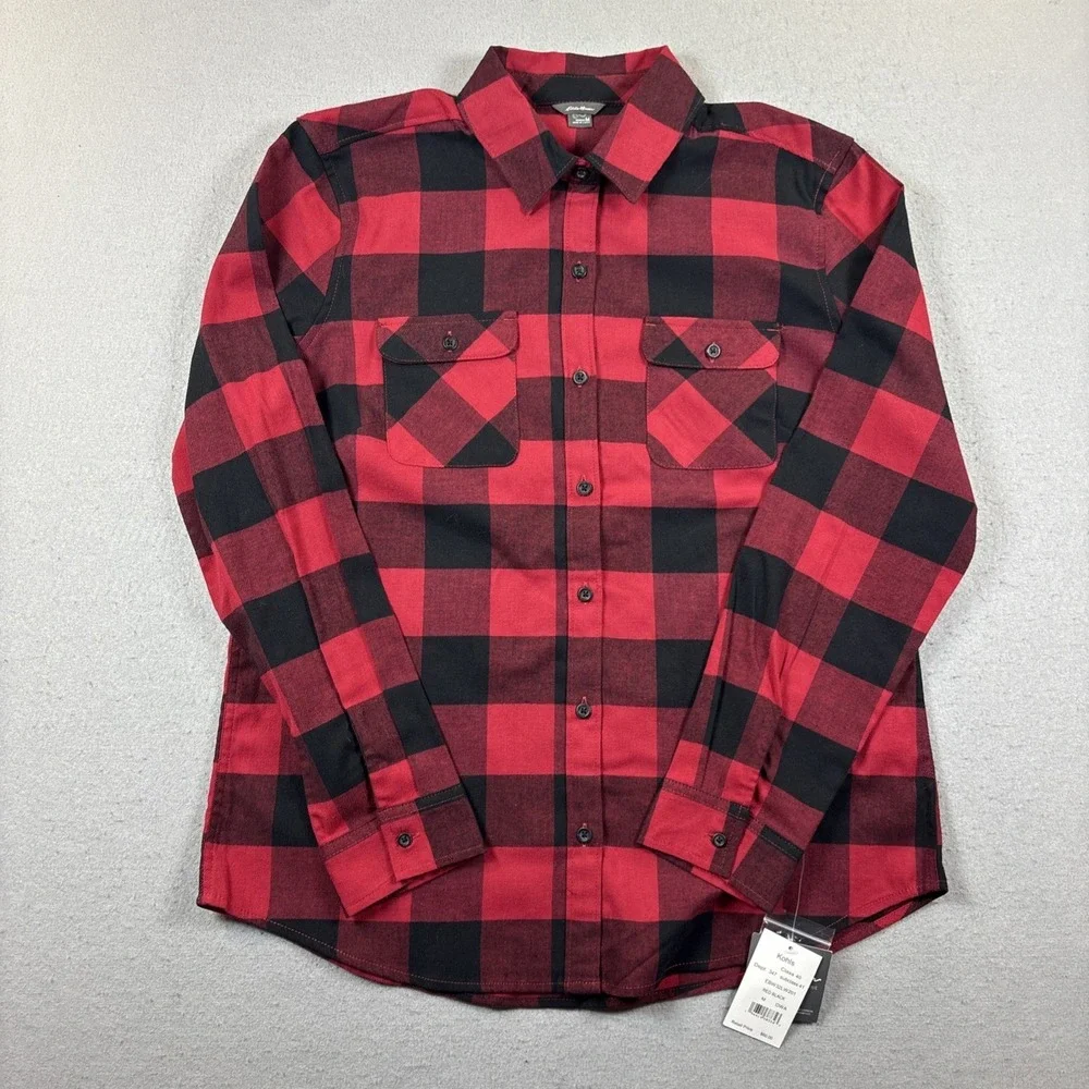Eddie Bauer Buffalo Plaid Red Check Classic Fit Button Up Top Women Size M NWT - Picture 2 of 9
